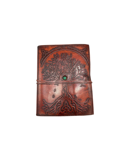 Agendă din Piele – Arborele Vieții – Închidere cu Șnur și Piatră Decorativă (160 pagini, 20 × 16 × 2 cm)