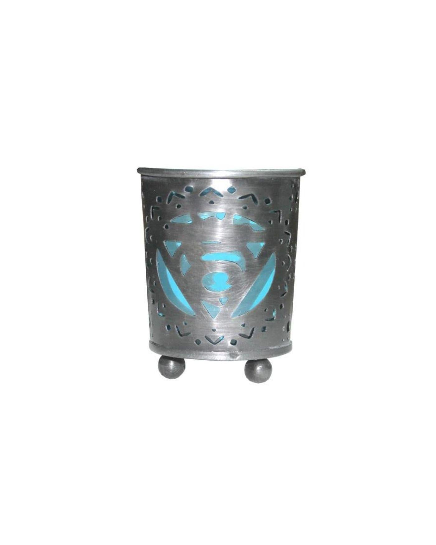 Suport lumânare Chakra – Gât (Throat) | Sticlă albastră