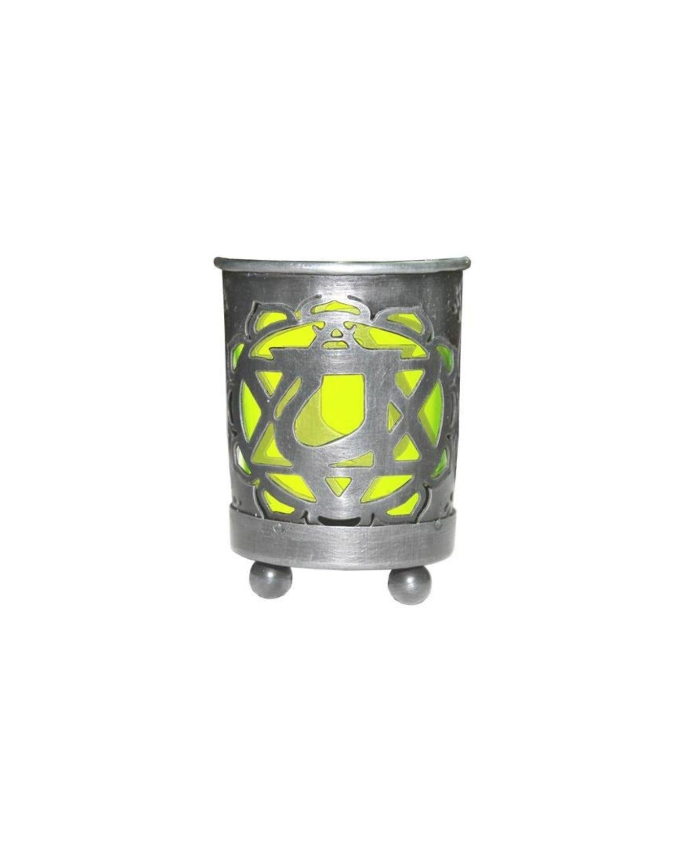 Suport lumânare Chakra – Inimă (Heart) | Sticlă verde