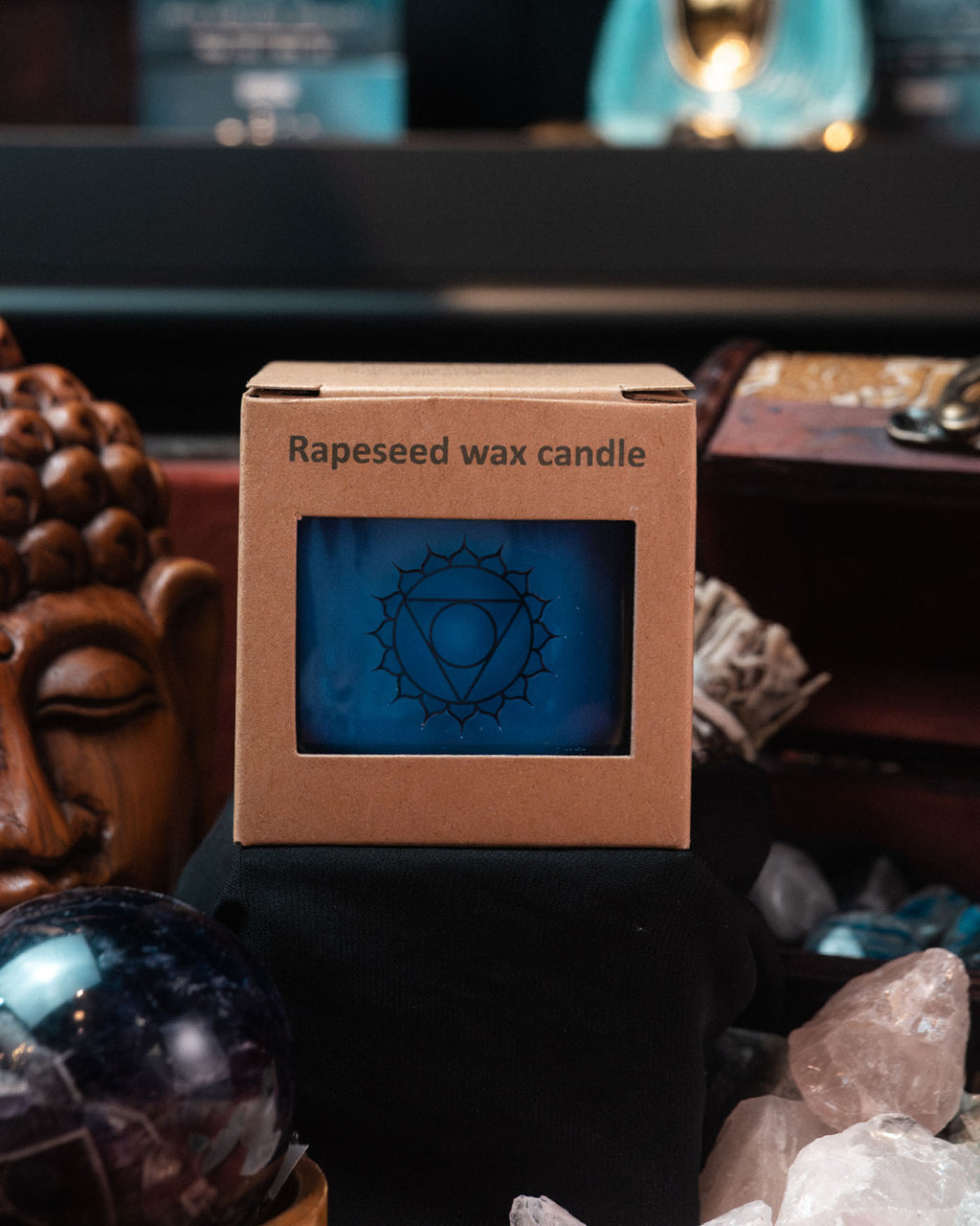 Lumânare parfumată din ceară de rapiță 5th chakra — ±260 g