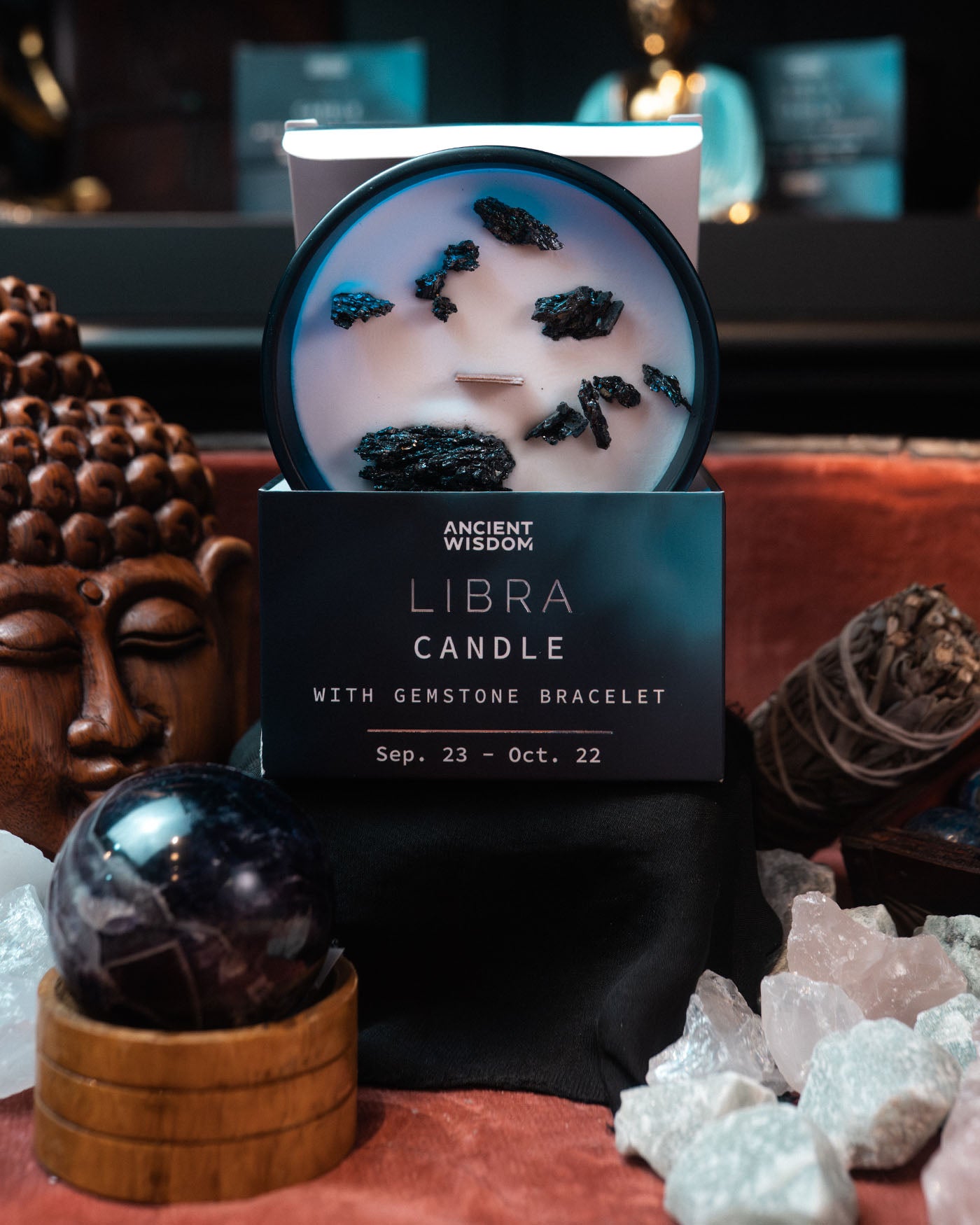 Lumânare cu Cristale și Brățară cu Pietre Prețioase pentru Zodia Balanță