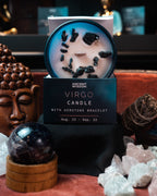 Lumânare cu Cristale și Brățară cu Pietre Prețioase pentru Zodia Fecioară