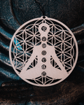 Grilă Energetică din MDF – Floarea Vieții, Buddha și 7 Chakre