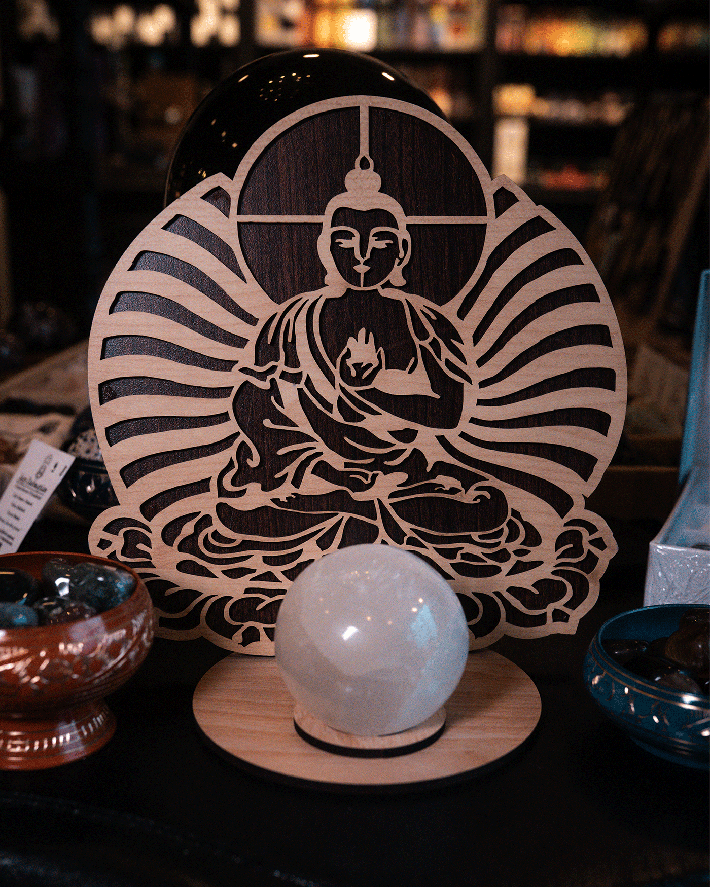 Suport Sferă din Lemn – Buddha