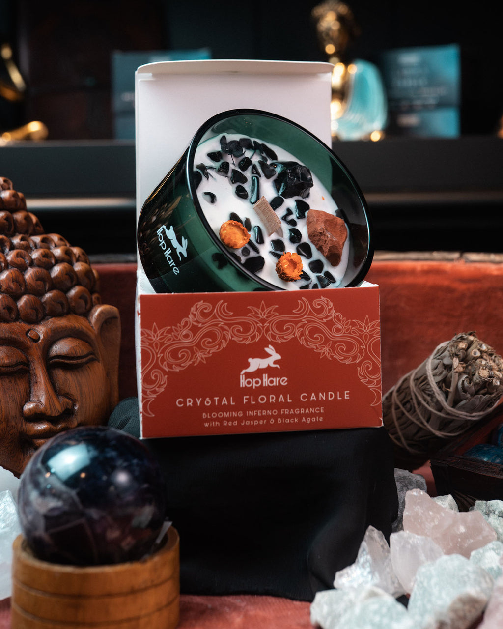 Hop Hare Lumânare cu Flori și Cristale - Diavol