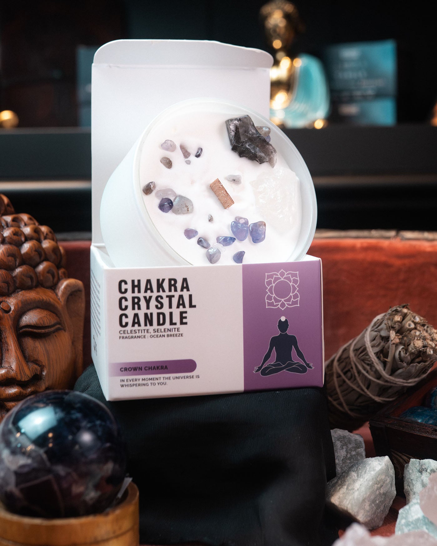 Lumânări Chakra cu Pietre Prețioase - Chakra Coroanei