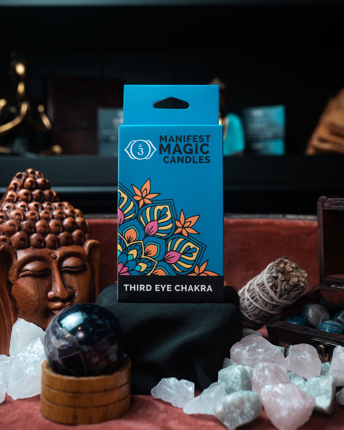 Lumânări Magice Ezoterice (pachet de 12) -  Albastru Închis - Chakra al Treilea Ochi