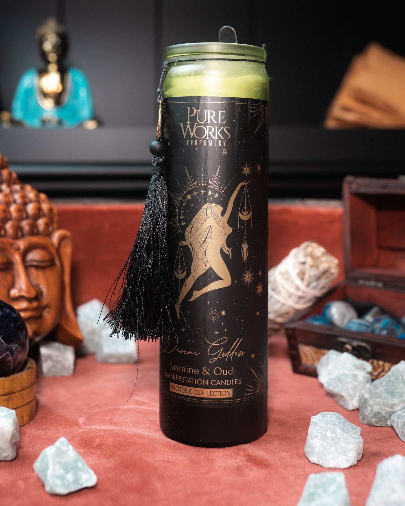 Lumânare de manifestare Divine Goddess cu ciucure — 300 g