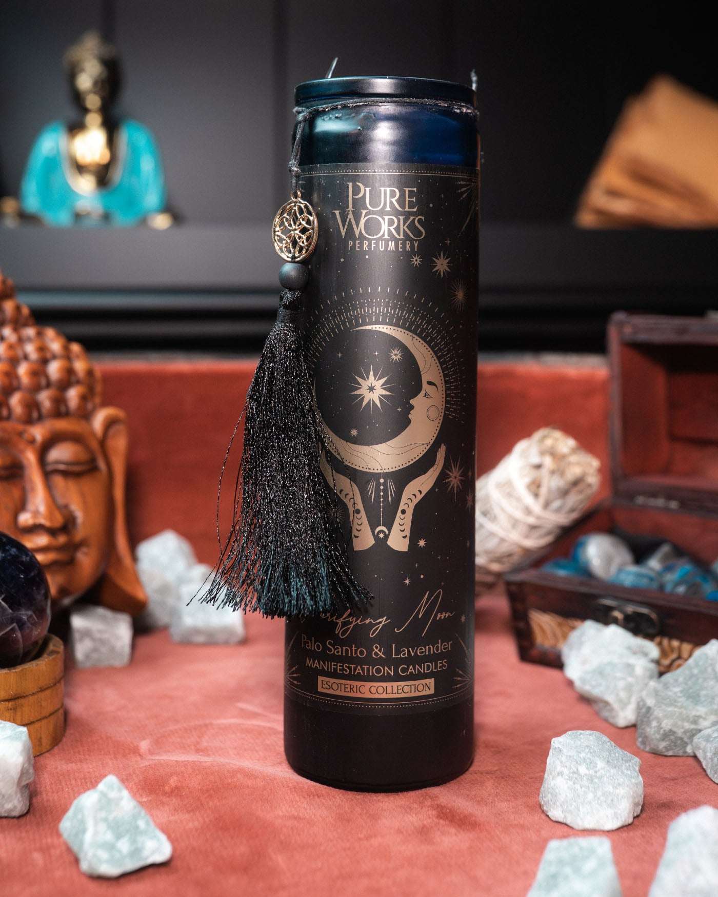 Lumânare de manifestare Purifying Moon cu ciucure — 300 g
