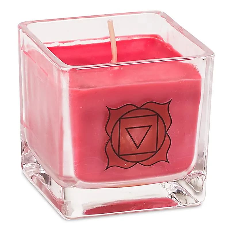 Rapeseed wax scented candle 1st chakra -- ±260 g; 6x6x6 cm