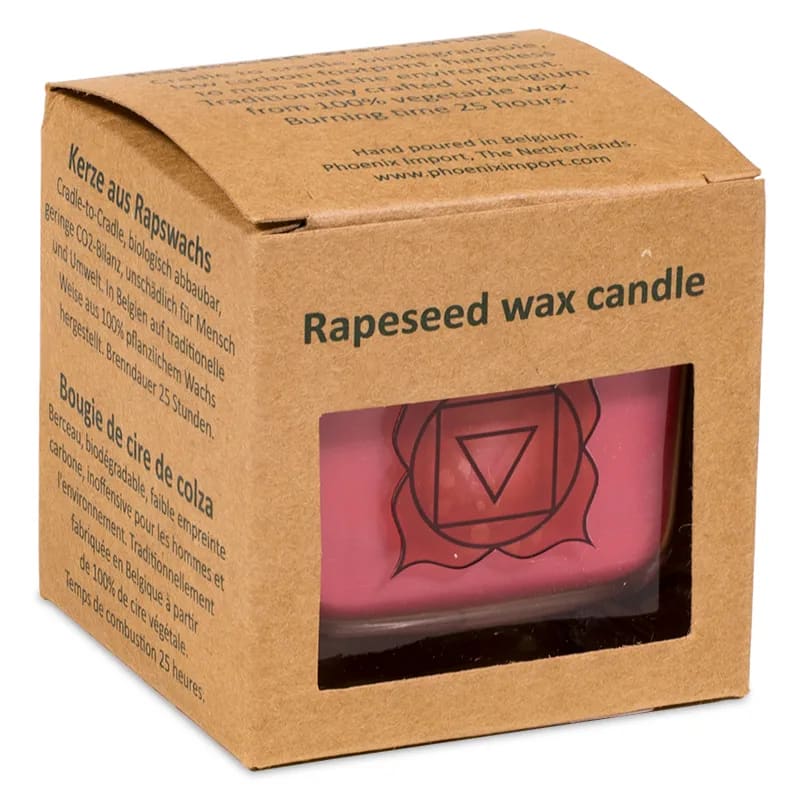 Rapeseed wax scented candle 1st chakra -- ±260 g; 6x6x6 cm