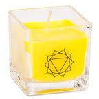 Rapeseed wax scented candle 3rd chakra -- ±260 g; 6x6x6 cm