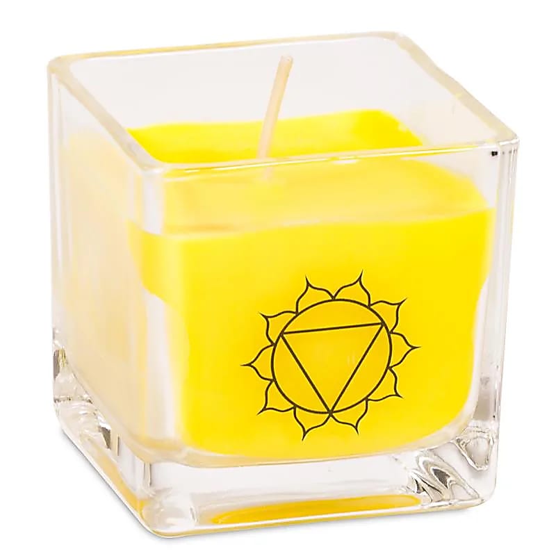 Rapeseed wax scented candle 3rd chakra -- ±260 g; 6x6x6 cm