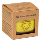 Rapeseed wax scented candle 3rd chakra -- ±260 g; 6x6x6 cm