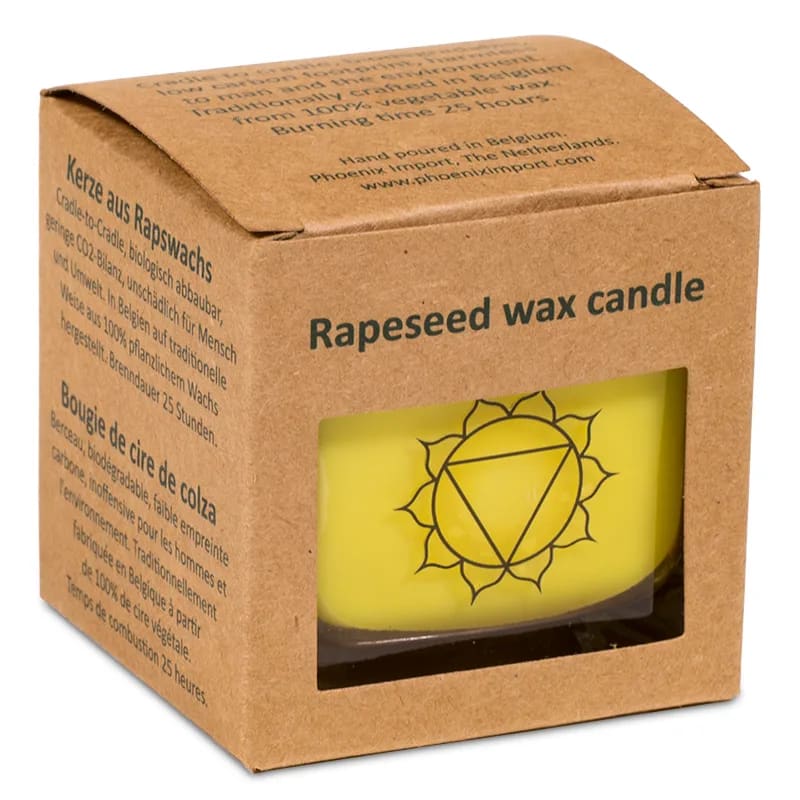 Rapeseed wax scented candle 3rd chakra -- ±260 g; 6x6x6 cm