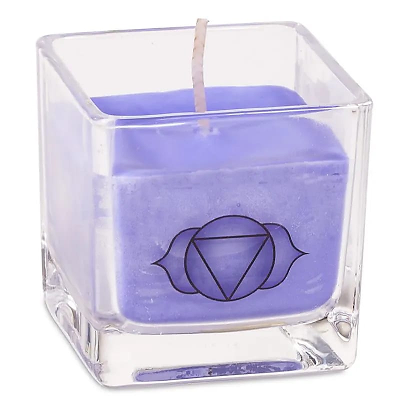 Rapeseed wax scented candle 6th chakra -- ±260 g; 6x6x6 cm