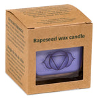 Rapeseed wax scented candle 6th chakra -- ±260 g; 6x6x6 cm