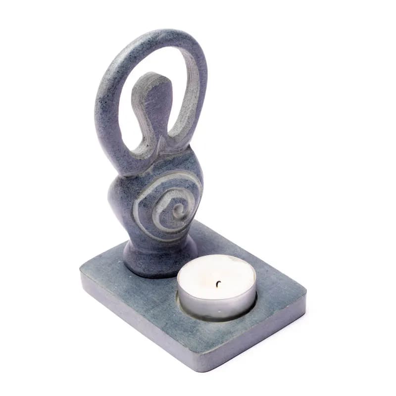 Tealight candle holder Goddess soapstone -- 11 cm
