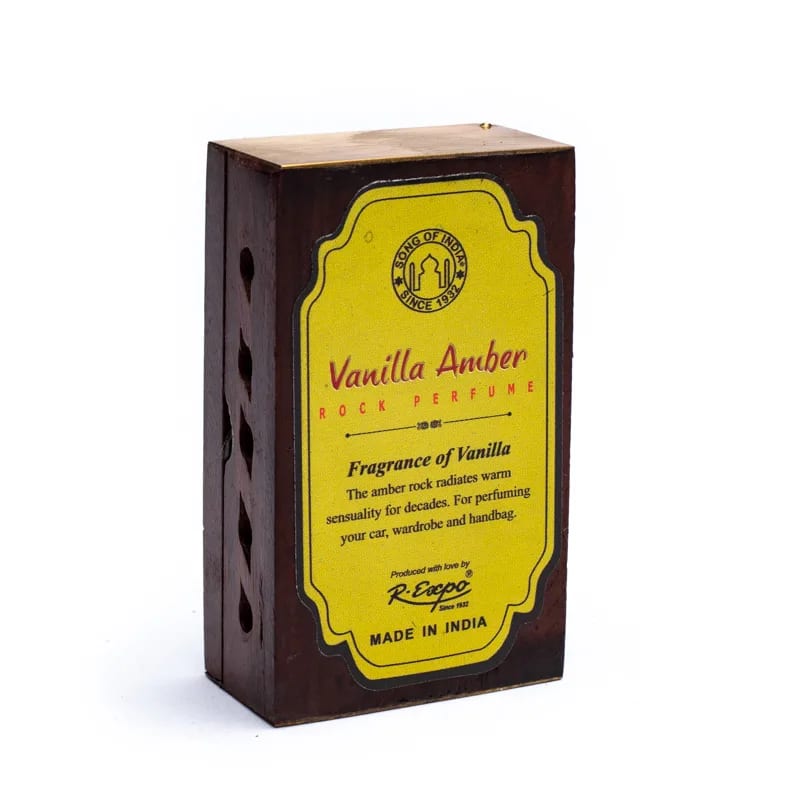 Incense resin Vanilla/Amber in wooden box -- 6x4 cm
