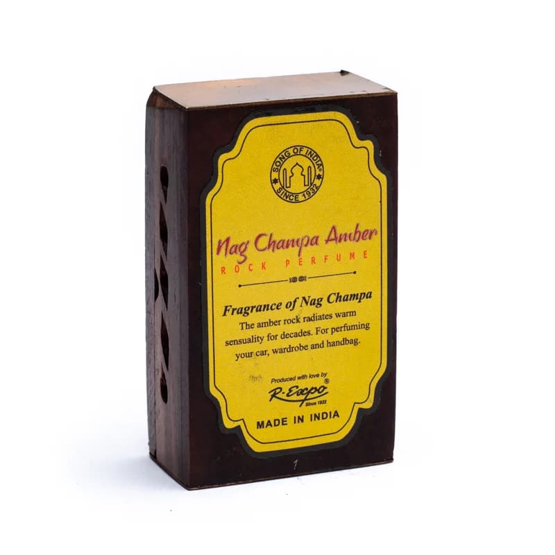 Incense resin Nag Champa/Amber in wooden box -- 6x4 cm