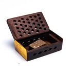 Incense resin Amber in wooden box -- 6x4 cm
