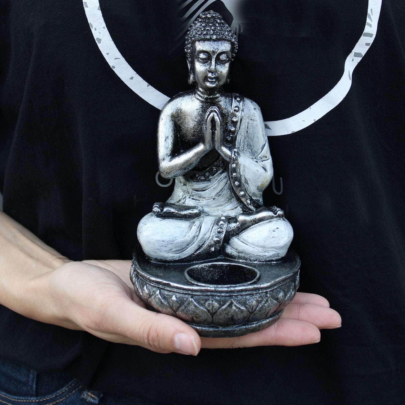 Sfeșnic Buddha - Alb - Mediu