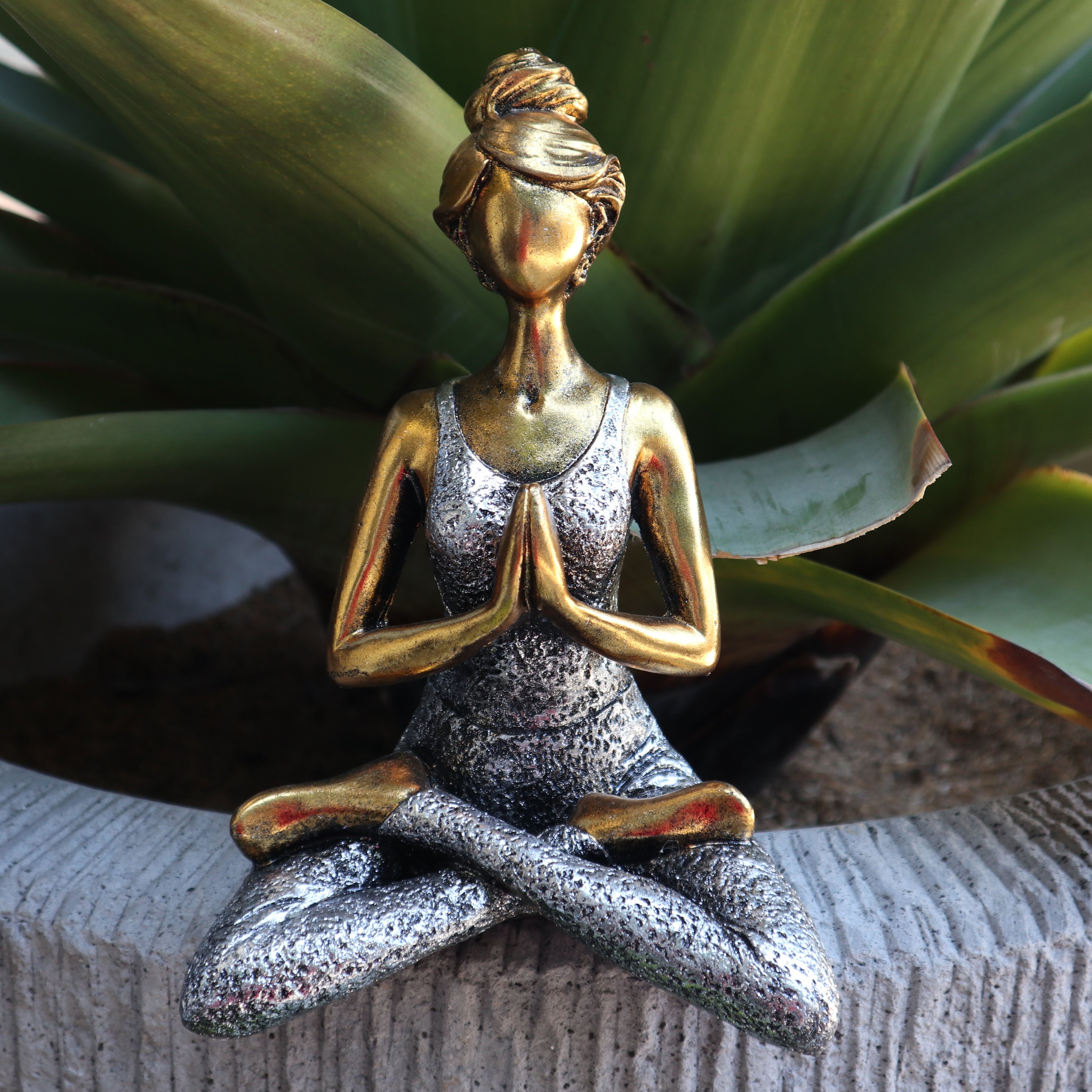 Statuie Yoga Lady - Bronz - Argintiu 24cm