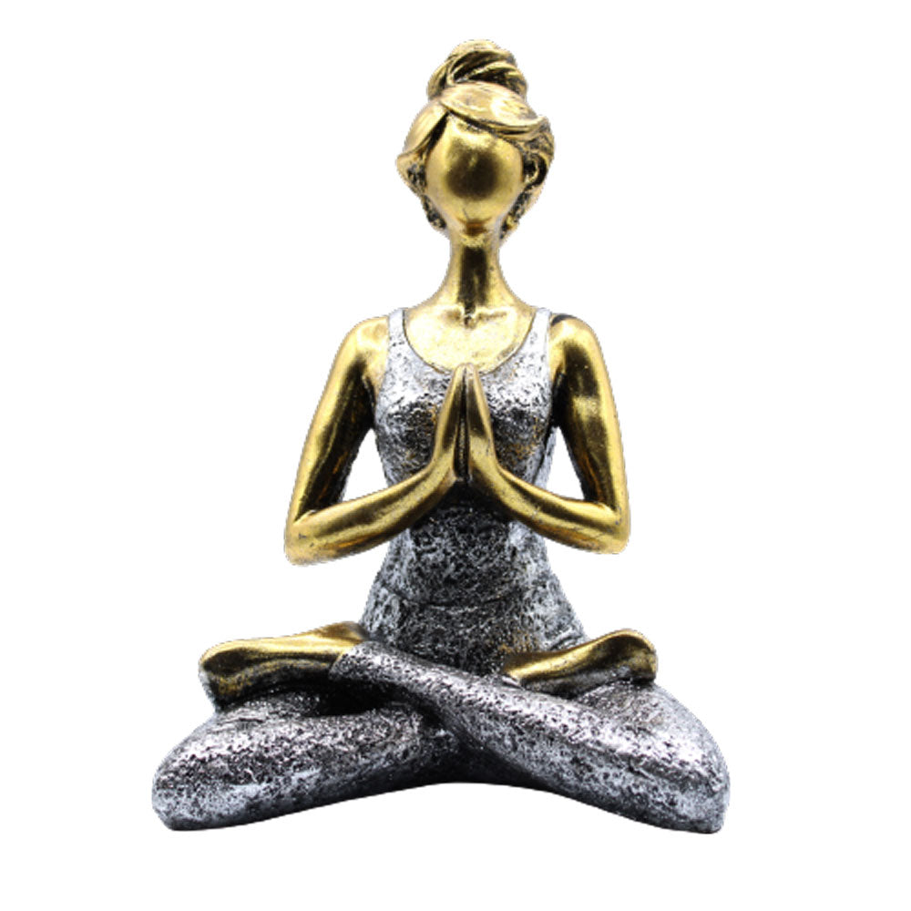 Statuie Yoga Lady - Bronz - Argintiu 24cm