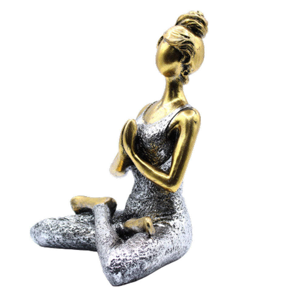 Statuie Yoga Lady - Bronz - Argintiu 24cm