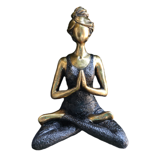 Statuie Yoga Lady - Bronz - Negru 24cm