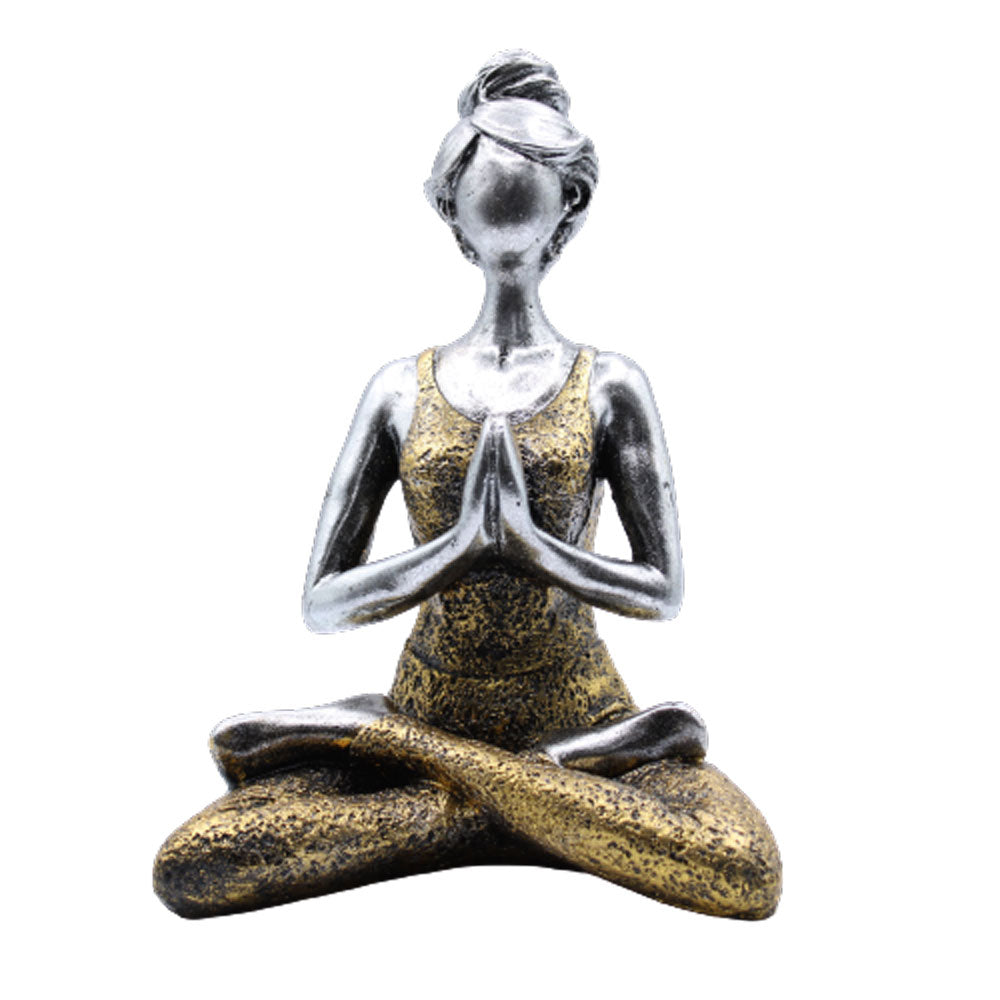 Statuie Yoga Lady - Argintiu - Auriu 24cm