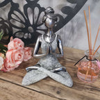 Statuie Yoga Lady - Argintiu - Alb 24cm