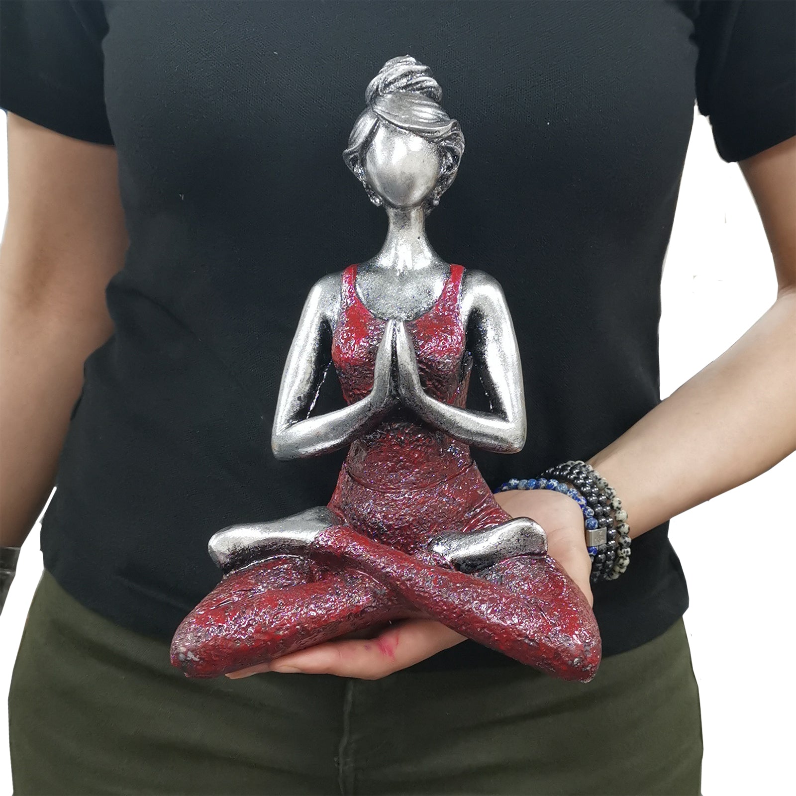 Statuie Yoga Lady - Argintiu - Bordo 24cm