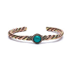 Twisted bracelet turquoise coloured stone -- 6.5cm