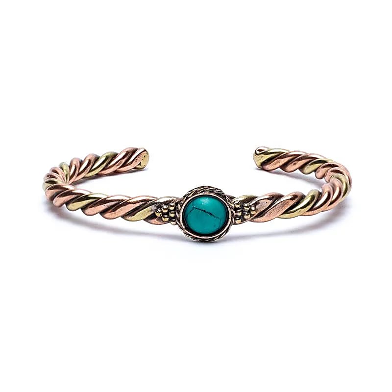 Twisted bracelet turquoise coloured stone -- 6.5cm