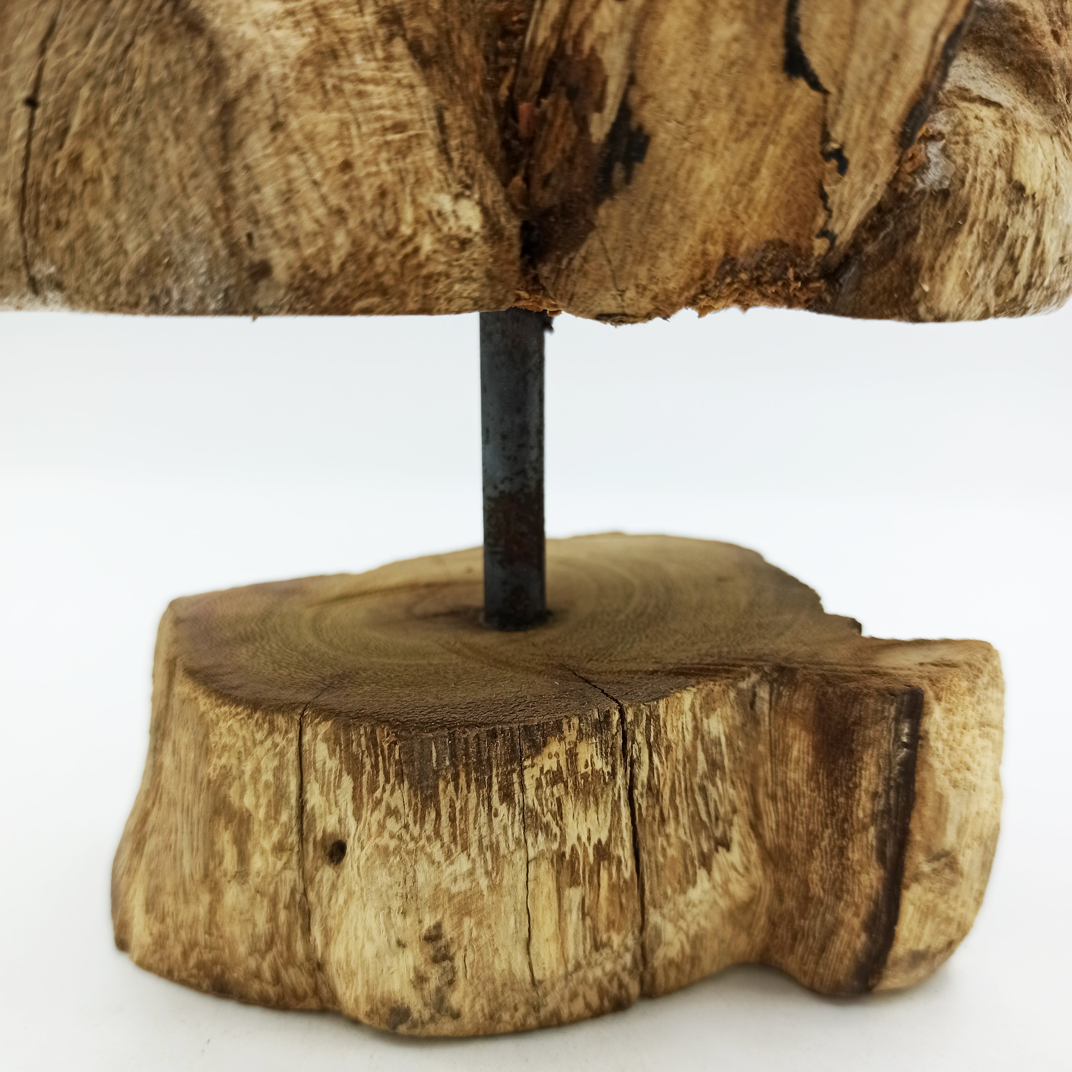 Sticlă Topită pe Lemn cu Suport - Vas Mijlociu