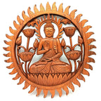 Panou Sculptat din Lemn - Buddha și Lotus 40cm