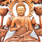 Panou Sculptat din Lemn - Buddha și Lotus 40cm