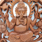 Panou Sculptat din Lemn - Ganesha - 40cm