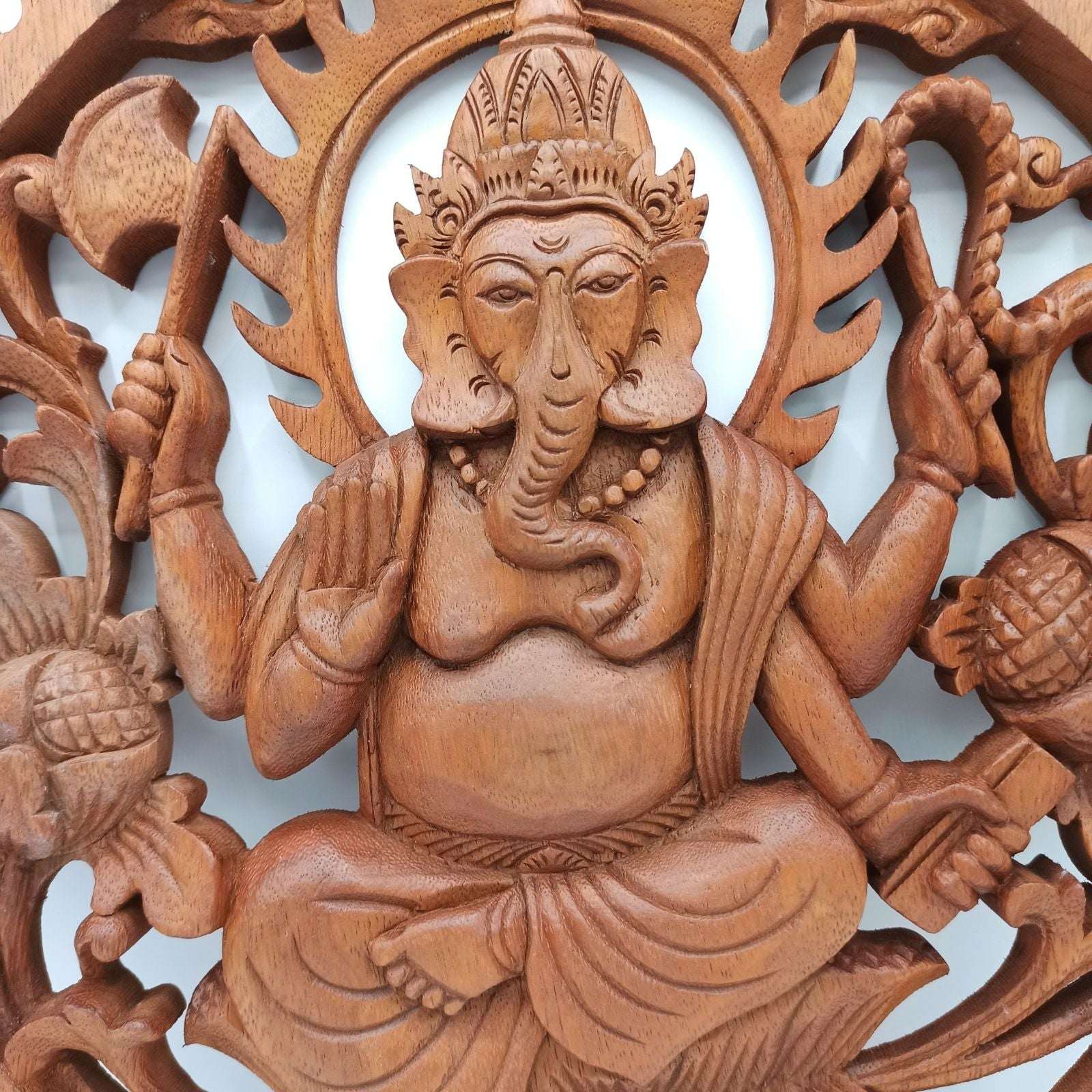 Panou Sculptat din Lemn - Ganesha - 40cm
