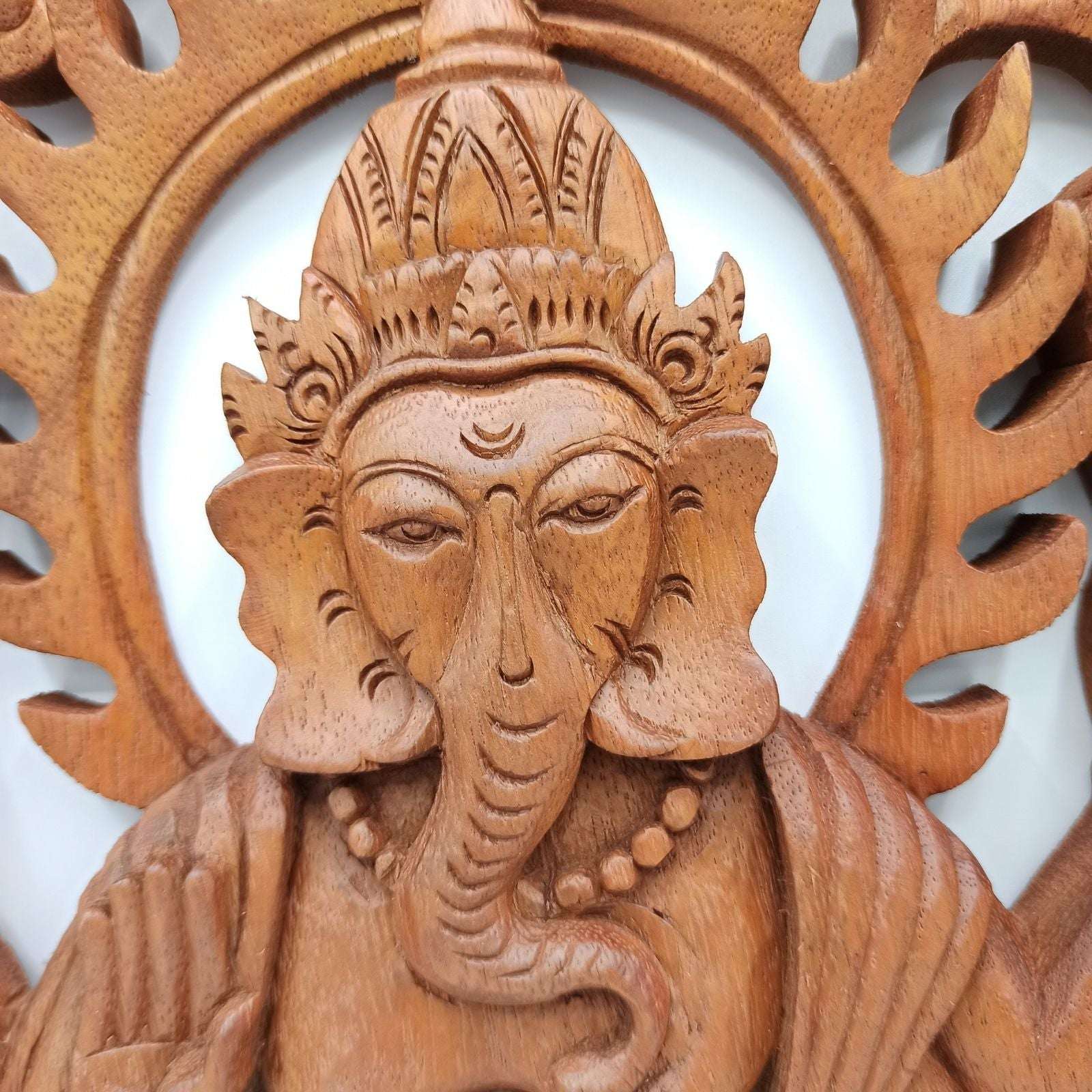 Panou Sculptat din Lemn - Ganesha - 40cm