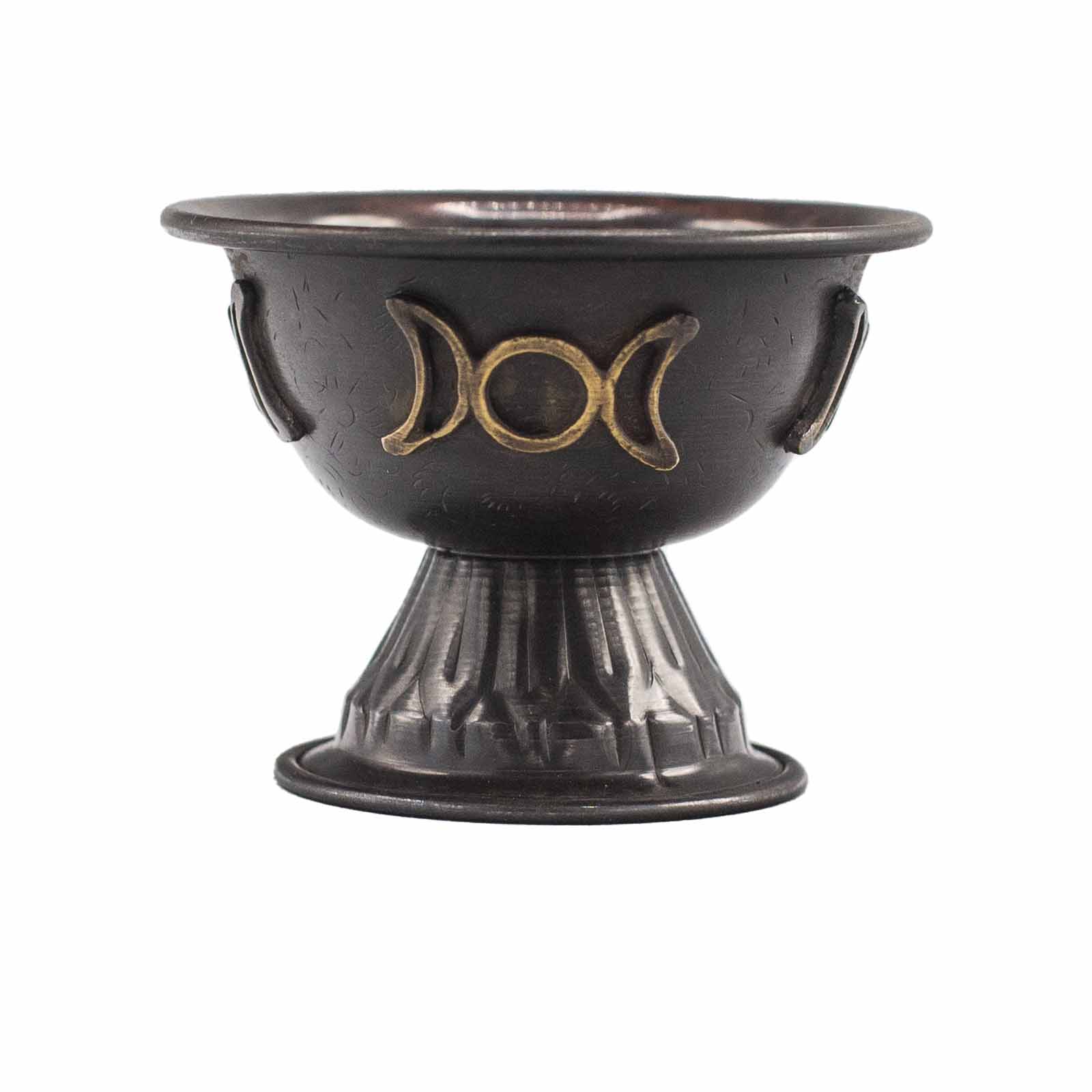 Potir Ritual din Cupru Antic cu Lună Triplă 8cm