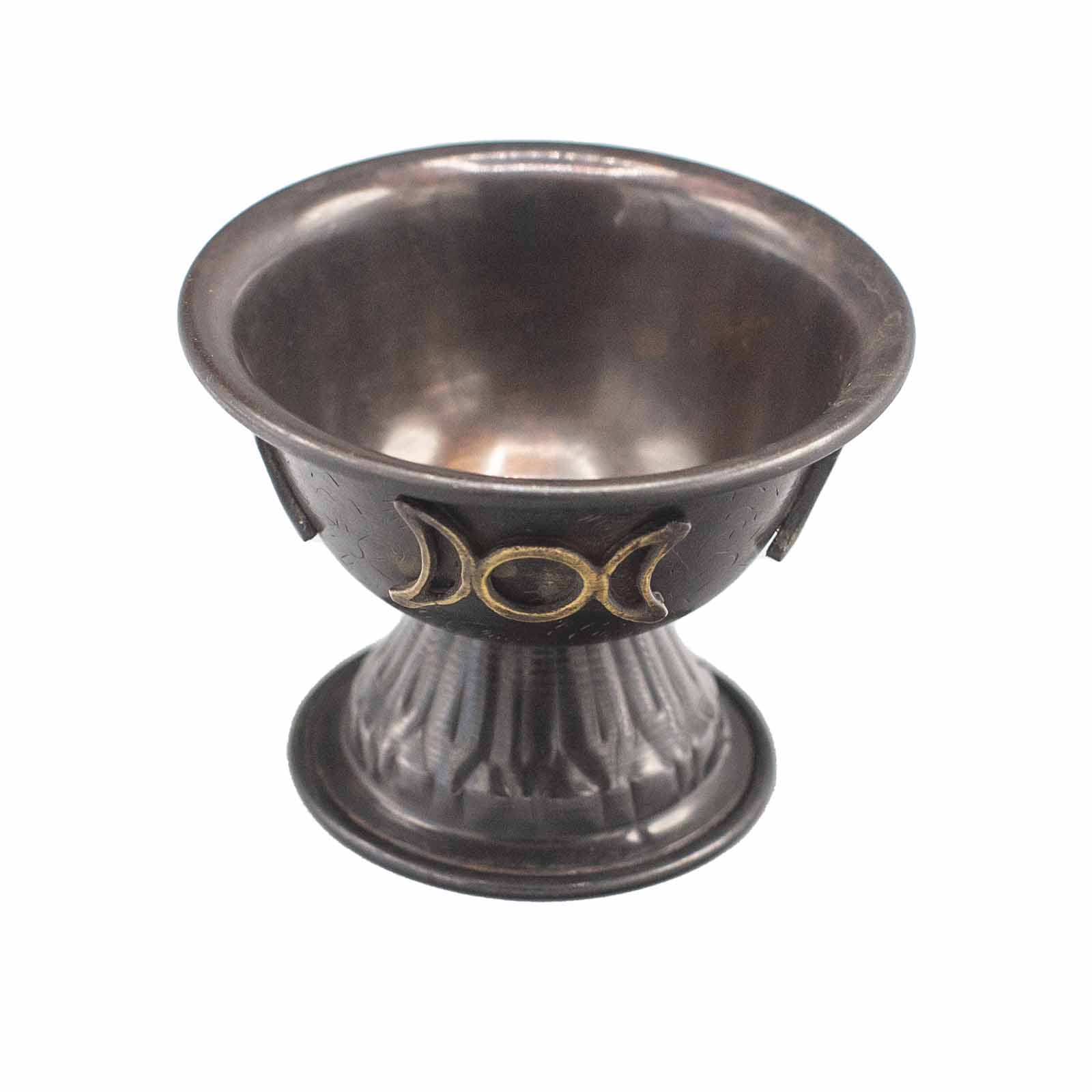 Potir Ritual din Cupru Antic cu Lună Triplă 8cm