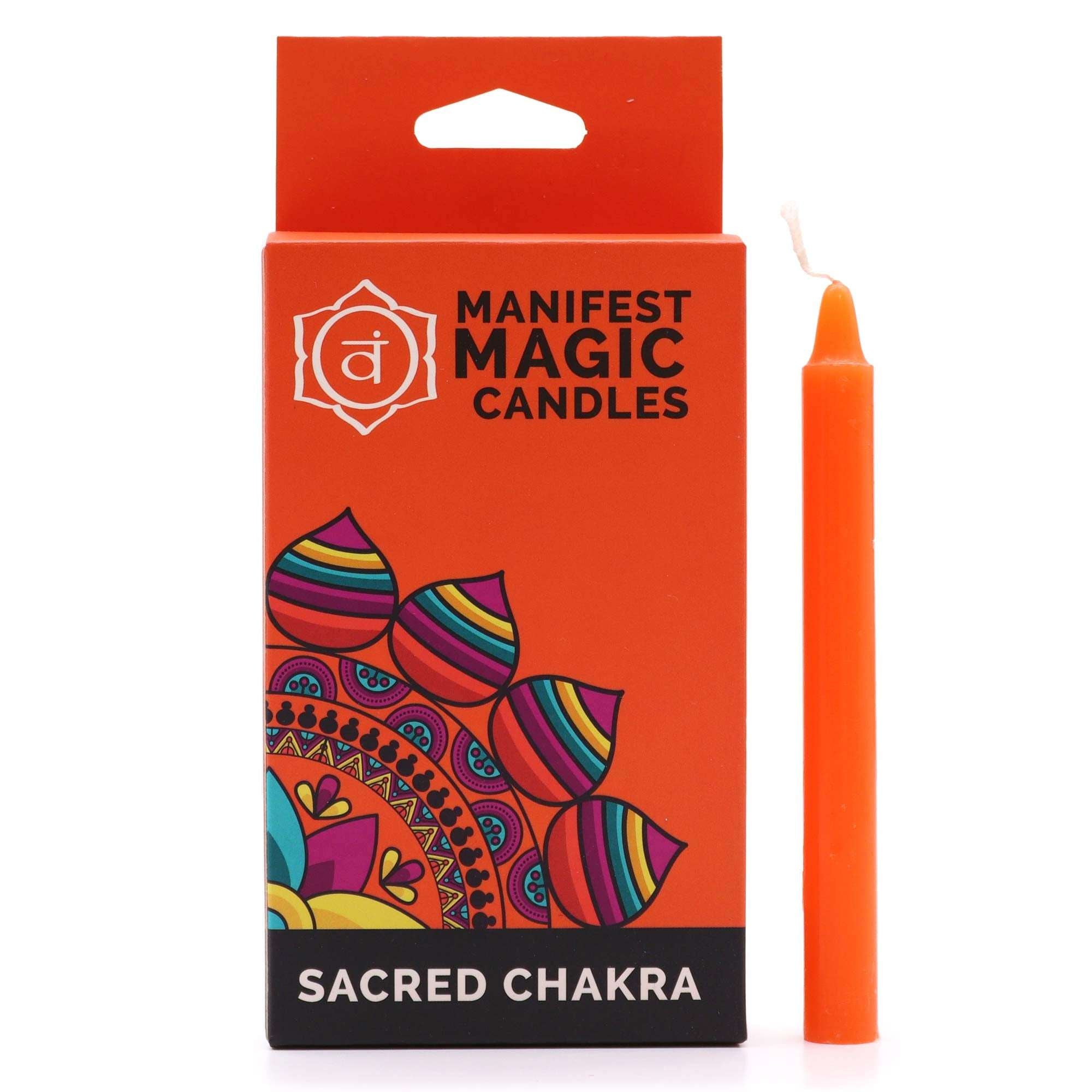 Lumânări Magice Ezoterice (pachet de 12) - Portocaliu - Chakra Sacră
