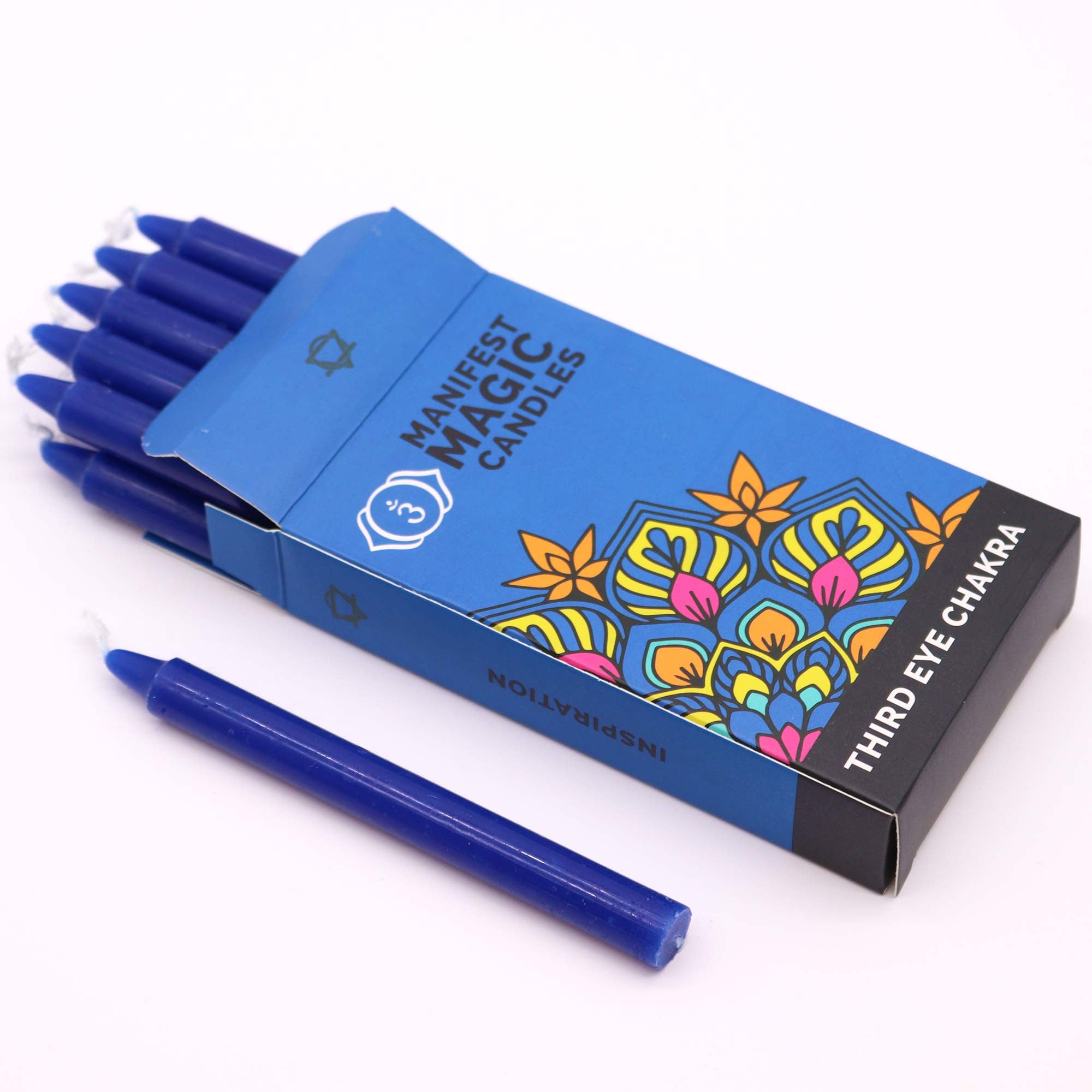 Lumânări Magice Ezoterice (pachet de 12) -  Albastru Închis - Chakra al Treilea Ochi