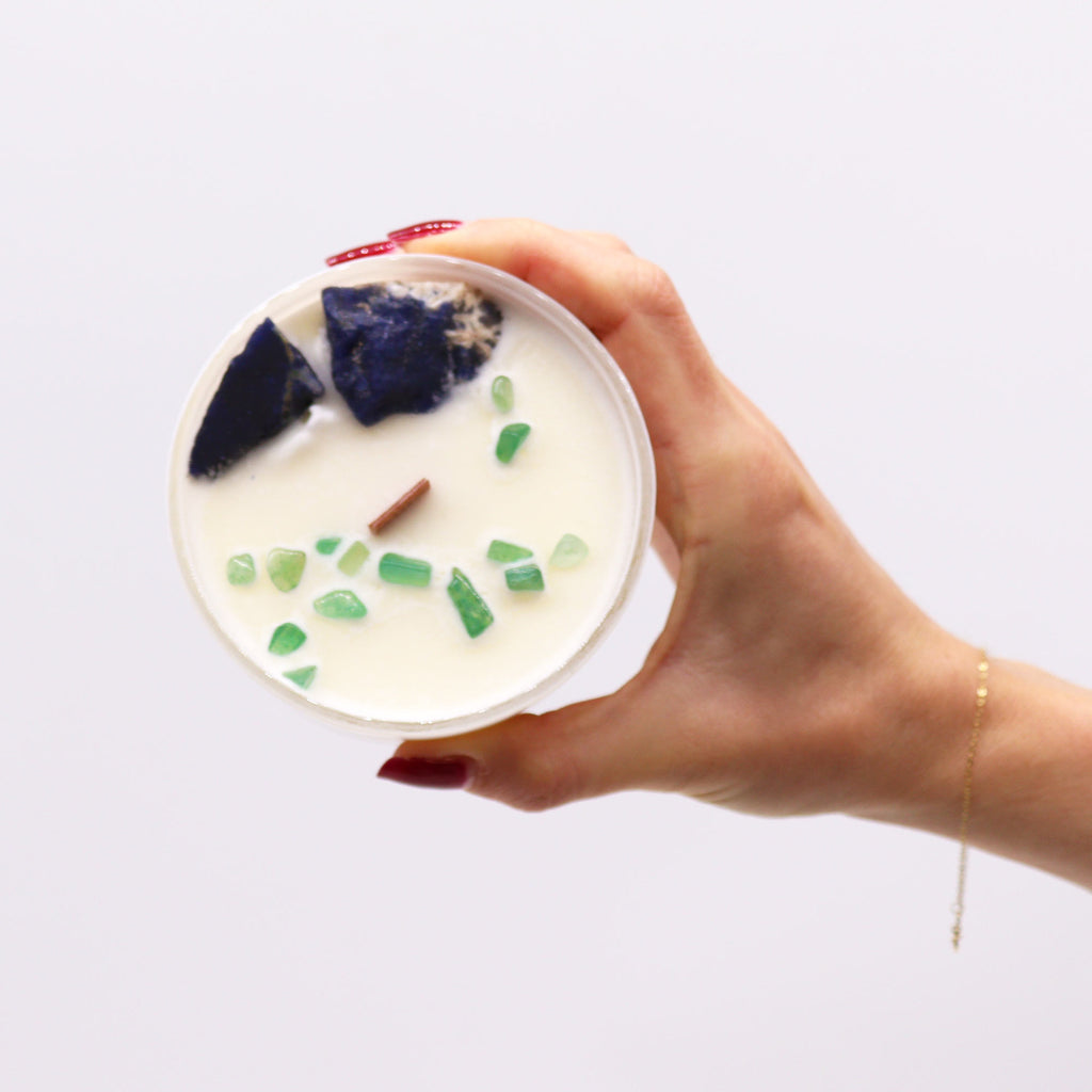 Lumânări Chakra cu Pietre Prețioase - Chakra Gâtului