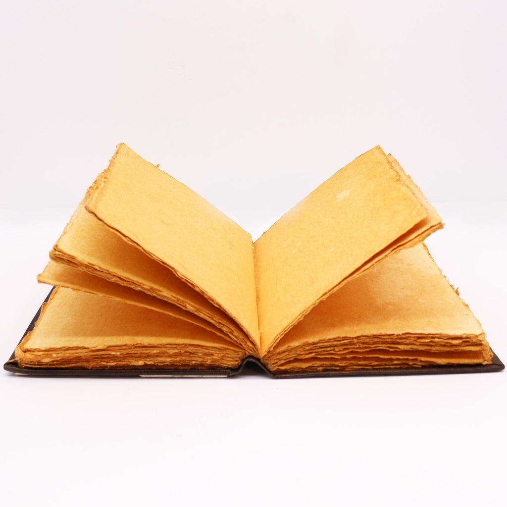 Agendă de Piele Groasă Maro - Trandafir - 200 pagini cu Chenar Decorativ - 26 x 18 cm