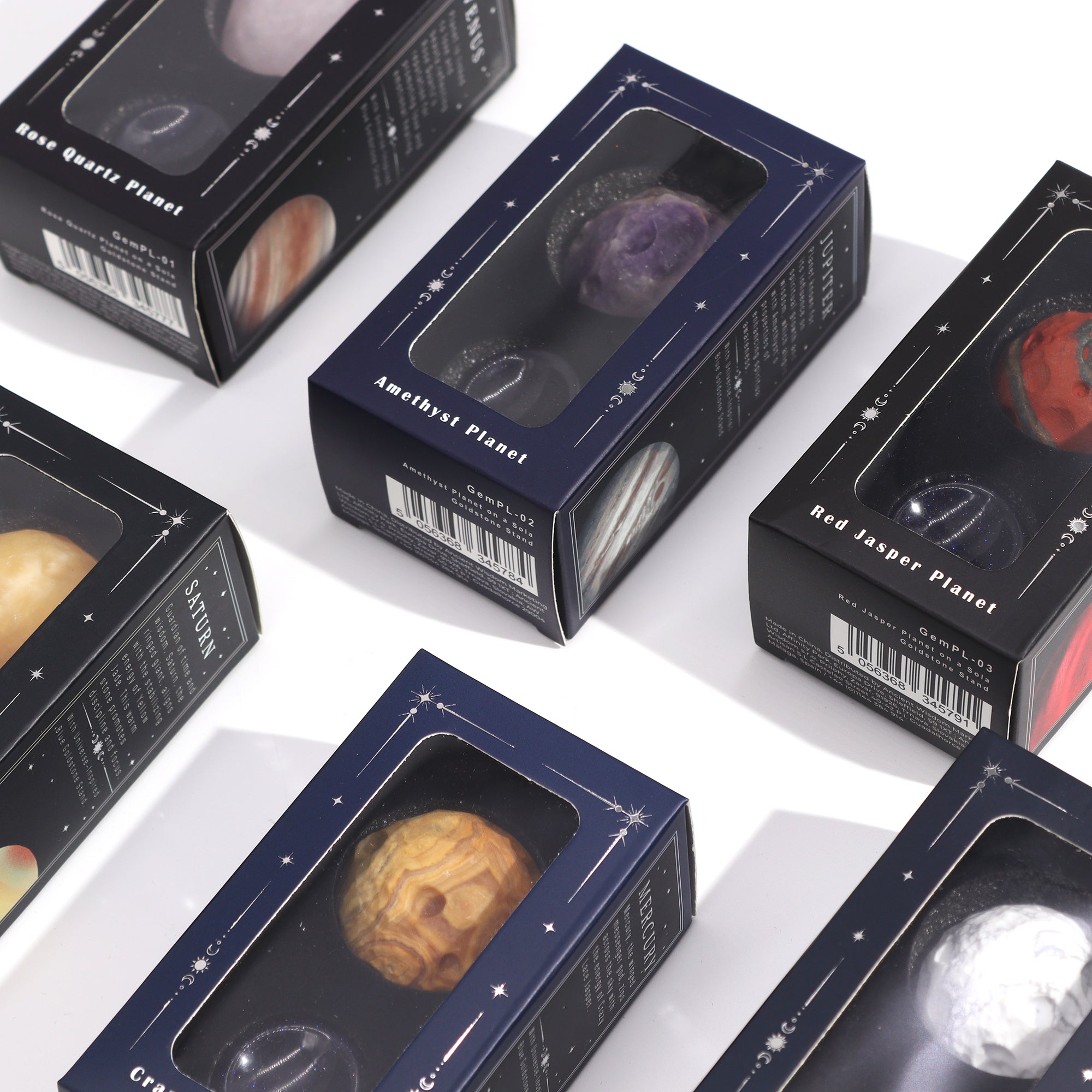 Planetă din Ametist pe un Suport Solar Goldstone - 40mm (15mm)