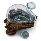 Carafă în Formă de RățuÇcă din Sticlă Topită pe Lemn, cu Dop