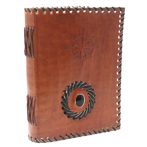 Agendă De Piele (12 cm) - Onix Negru Çi Busolă